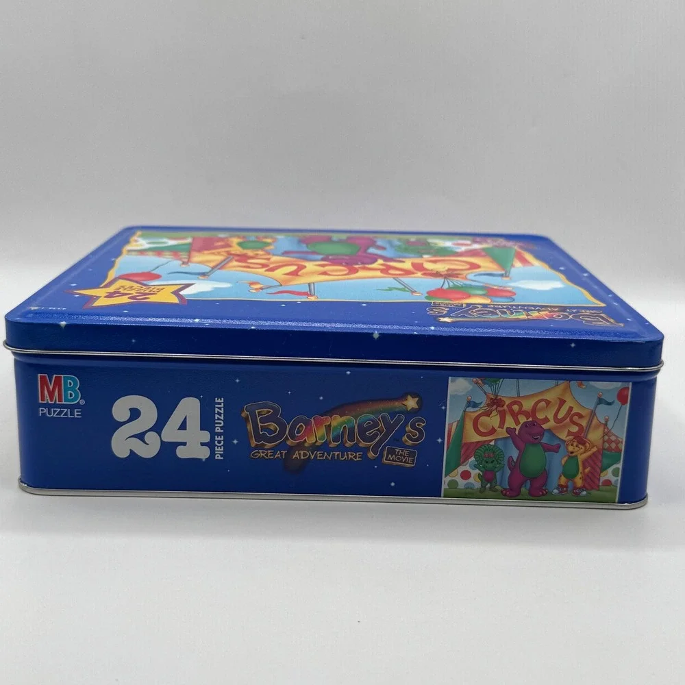 Milton Bradley Barney Circus Puzzle Kids 24pc Tin 1998 Great Adventure Movie